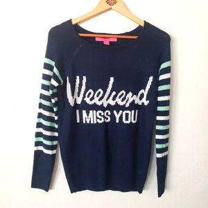 Rebellious One Blue & White Graphic Sweater XS